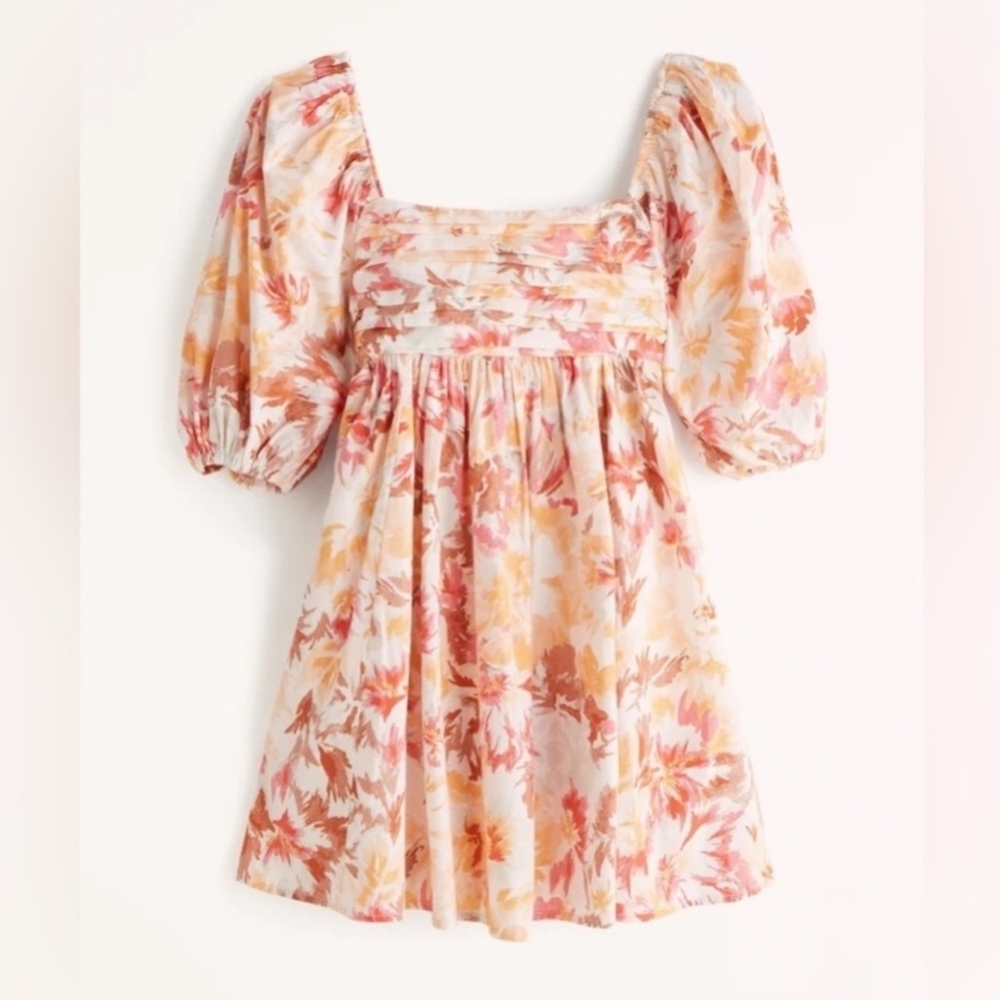 Abercrombie and Fitch Baby Doll Floral Puff Sleeve Mini Dress Size SP - Picture 2 of 16